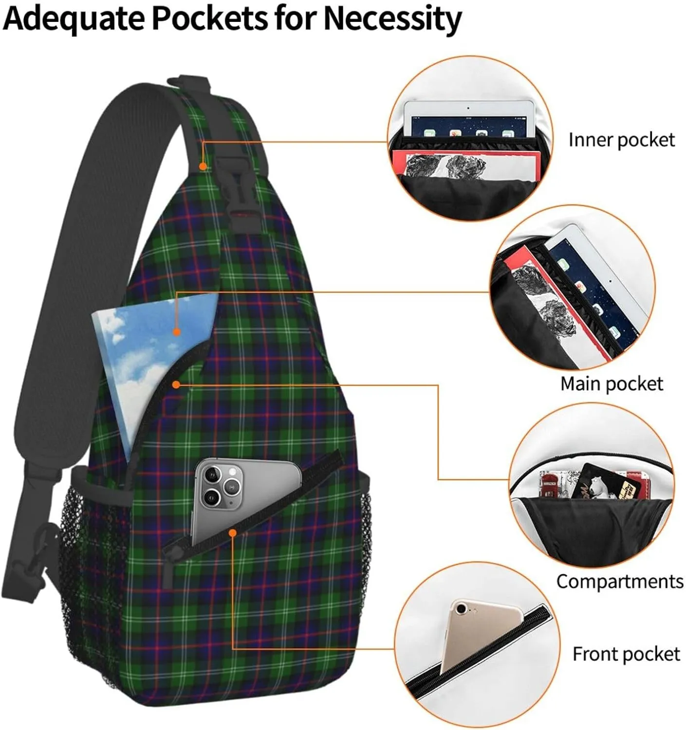 Crossbody Sling Backpack Clan Sutherland Modern Tartan Shoulder Chest Bag Daypack for Traveling Sport