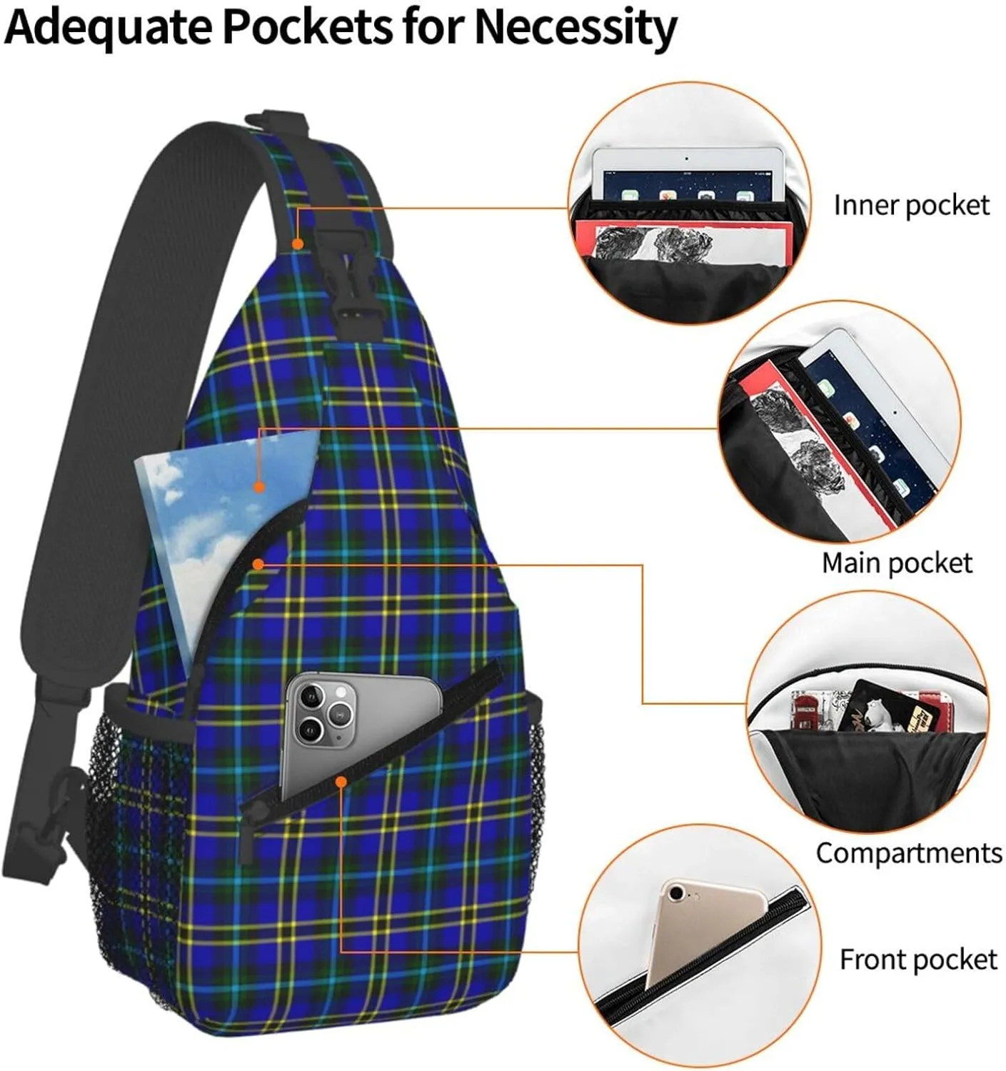 Crossbody Sling Backpack Clan Weir Modern Tartan Shoulder Chest Bag Daypack for Traveling Sport
