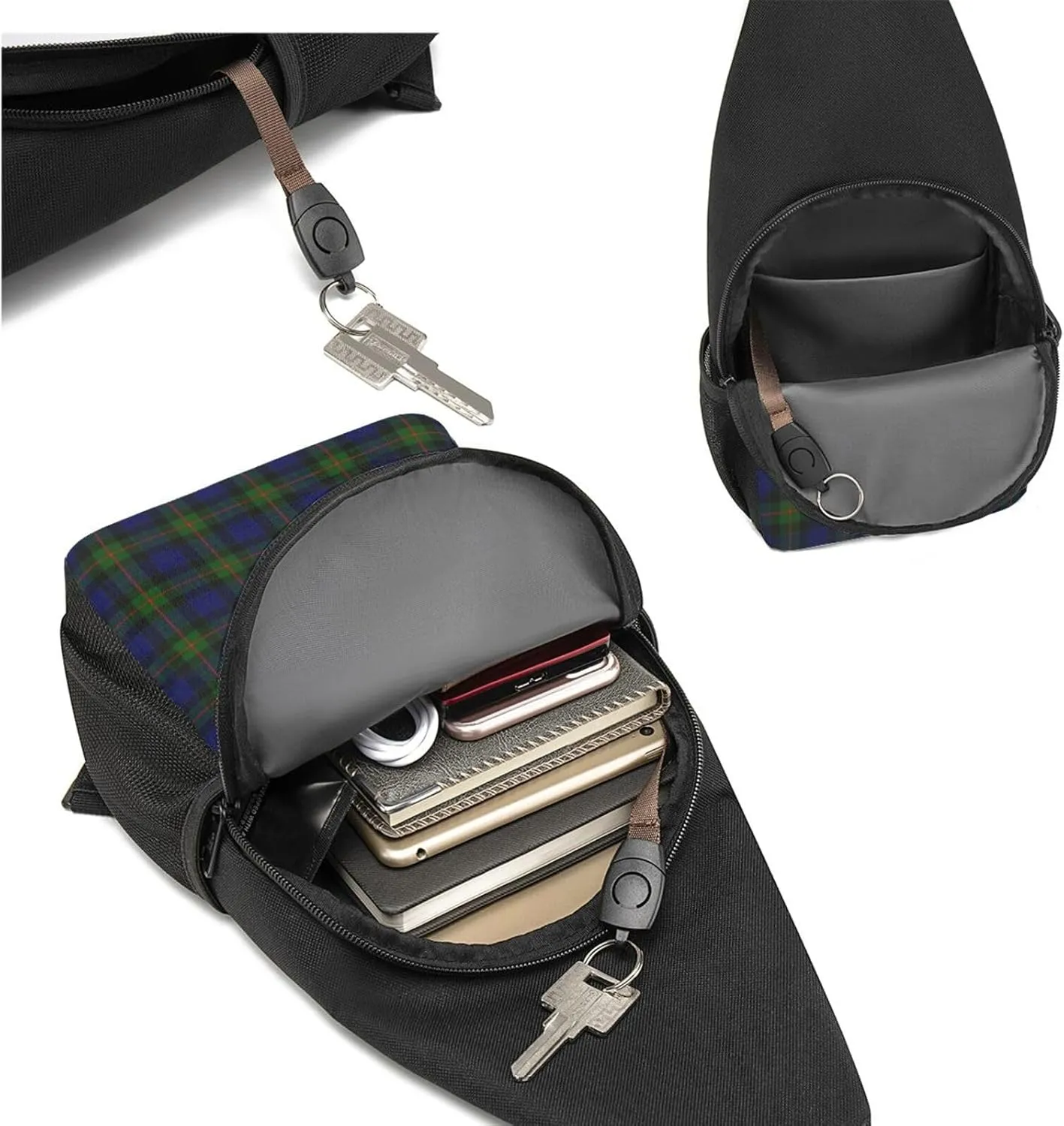 Crossbody Sling Backpack Gunn Modern Tartan Shoulder Chest Bag Daypack for Traveling Sport