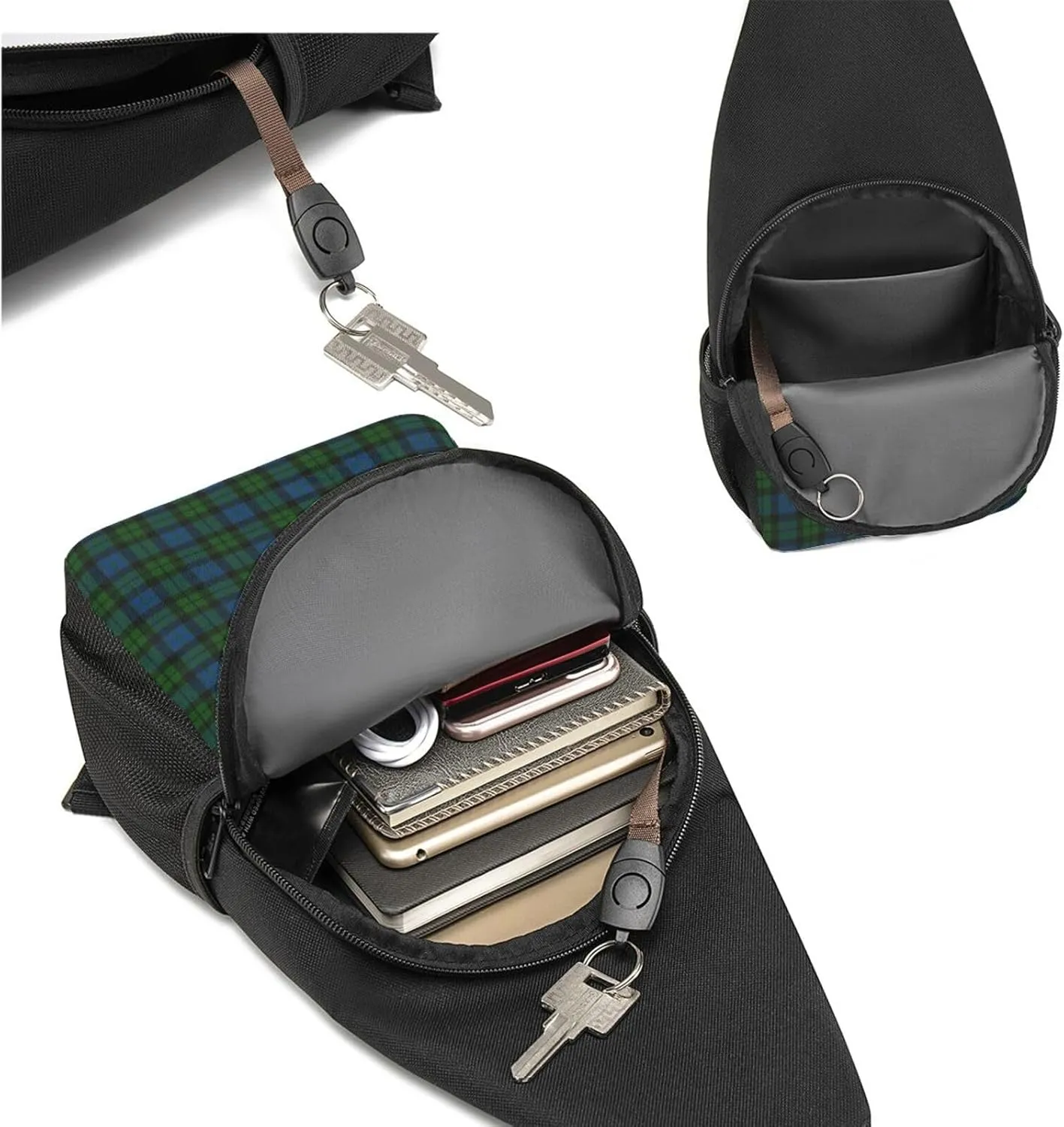 Crossbody Sling Backpack MacKay Modern Tartan Shoulder Chest Bag Daypack for Traveling Sport