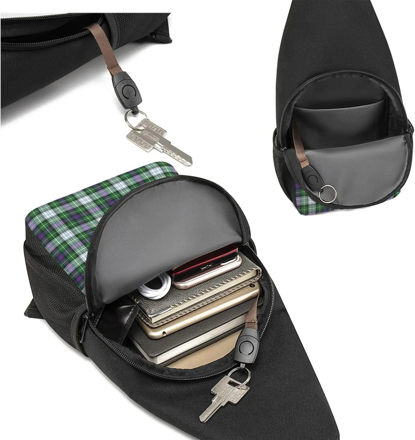 Crossbody Sling Backpack MacKenzie Dress Modern Tartan Shoulder Chest Bag Daypack for Traveling Sport