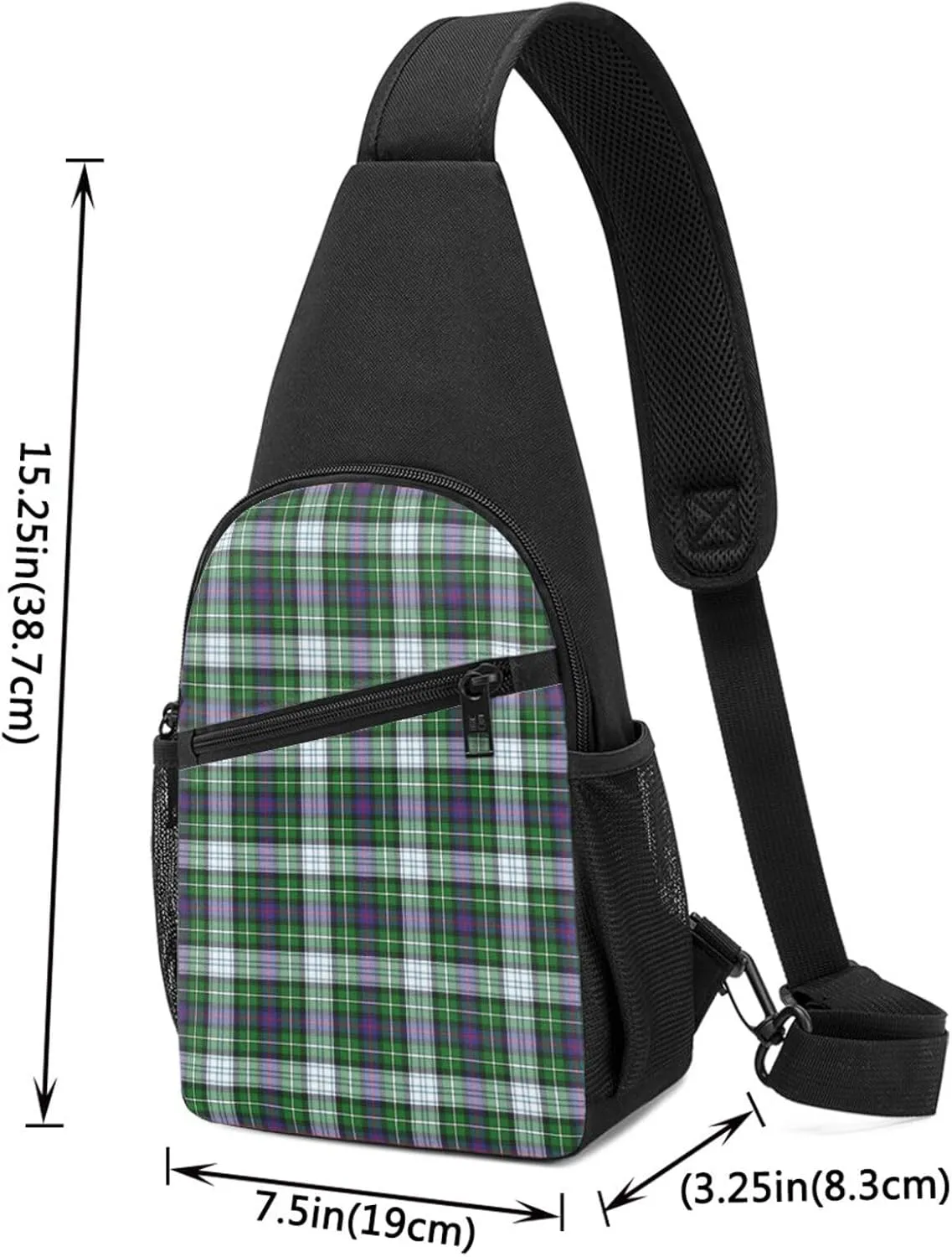 Crossbody Sling Backpack MacKenzie Dress Modern Tartan Shoulder Chest Bag Daypack for Traveling Sport