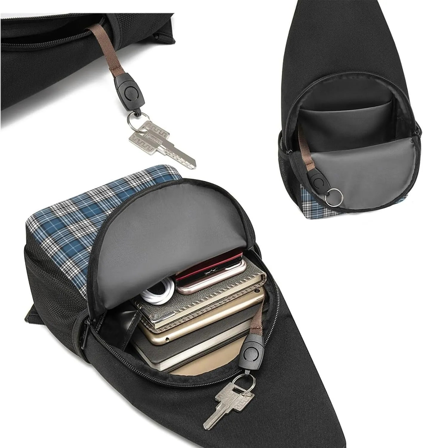 Crossbody Sling Backpack Napier Modern Tartan Shoulder Chest Bag Daypack for Traveling Sport