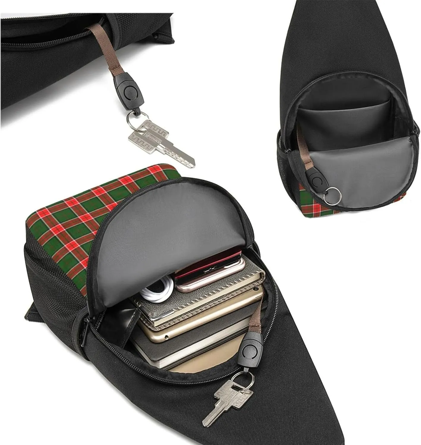 Crossbody Sling Backpack Pollock Tartan Shoulder Chest Bag Daypack for Traveling Sport