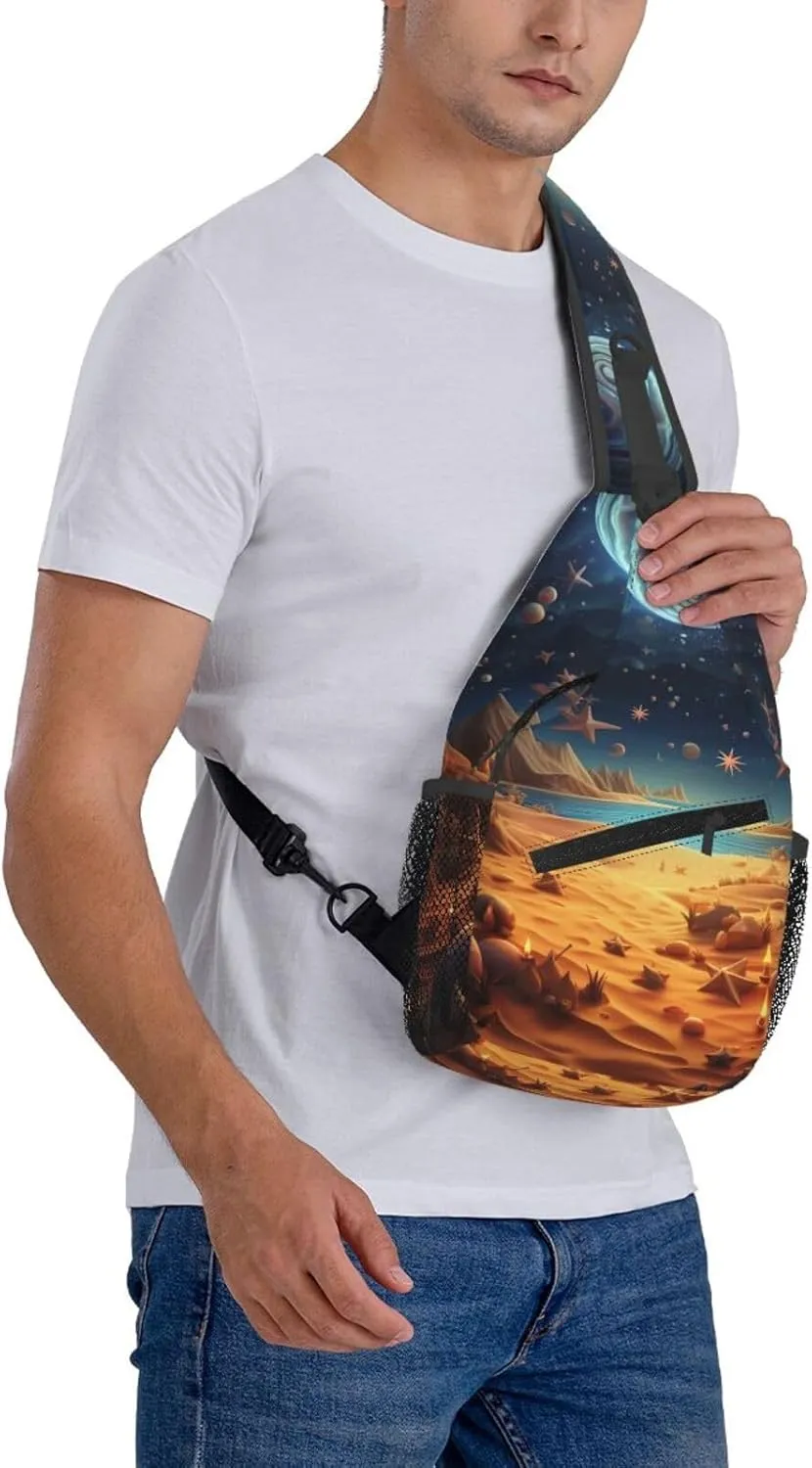 Crossbody Sling Backpack Sling Bag For Men Women Cross Chest Bag Shoulder Bag Beach Theme Travel Hiking Daypack