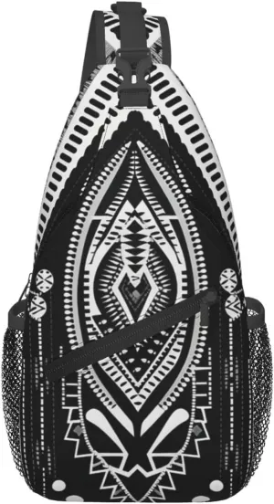 Crossbody Sling Backpack Sling Bag For Men Women Cross Chest Bag Shoulder Bag Beads And Tassel Pattern Travel Hiking Daypack