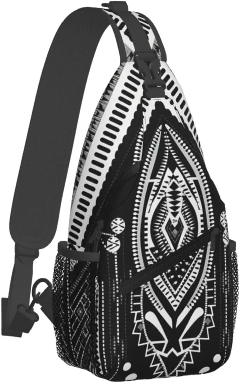 Crossbody Sling Backpack Sling Bag For Men Women Cross Chest Bag Shoulder Bag Beads And Tassel Pattern Travel Hiking Daypack