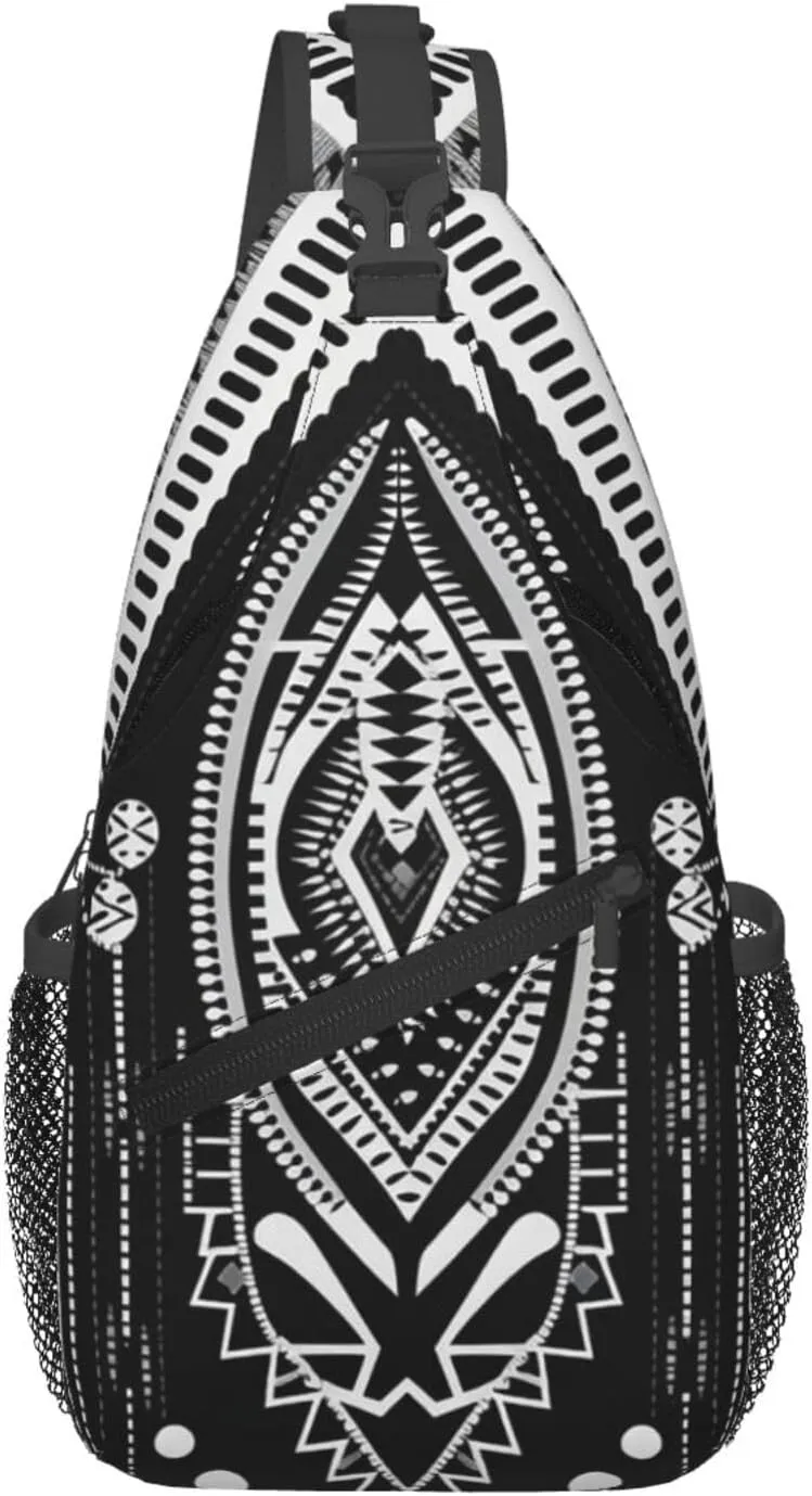 Crossbody Sling Backpack Sling Bag For Men Women Cross Chest Bag Shoulder Bag Beads And Tassel Pattern Travel Hiking Daypack