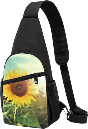 Crossbody Sling Backpack Sling Bag for Men Women Cross Chest Bag Shoulder Bag Beautiful Sunflower Travel Hiking Daypack