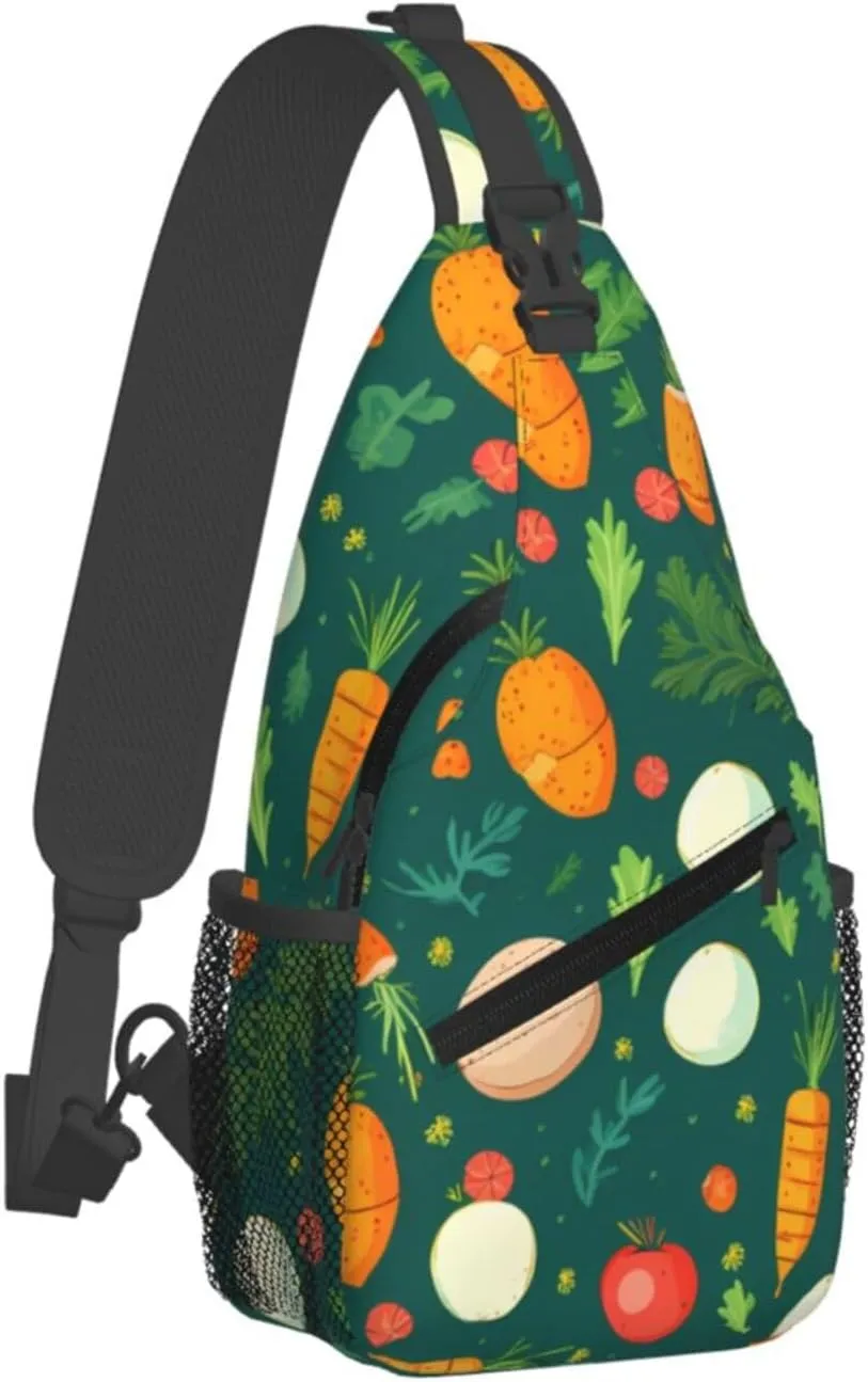 Crossbody Sling Backpack Sling Bag For Men Women Cross Chest Bag Shoulder Bag Carrots And Eggs Travel Hiking Daypack