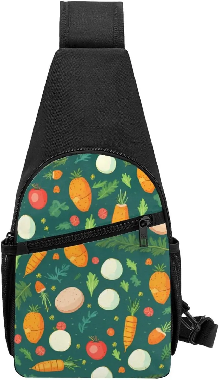Crossbody Sling Backpack Sling Bag for Men Women Cross Chest Bag Shoulder Bag Carrots and Eggs Travel Hiking Daypack