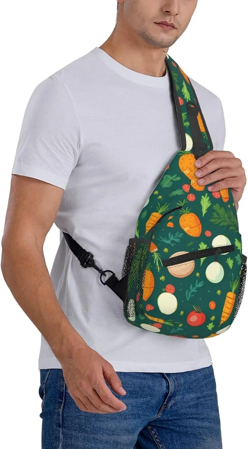 Crossbody Sling Backpack Sling Bag For Men Women Cross Chest Bag Shoulder Bag Carrots And Eggs Travel Hiking Daypack
