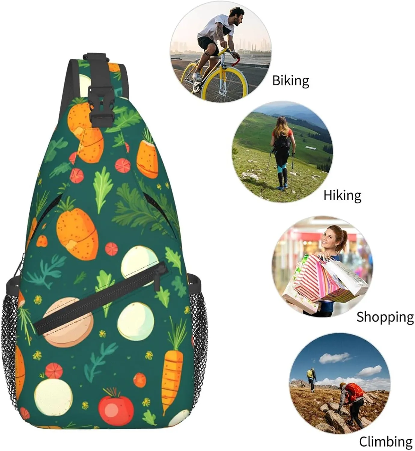 Crossbody Sling Backpack Sling Bag For Men Women Cross Chest Bag Shoulder Bag Carrots And Eggs Travel Hiking Daypack