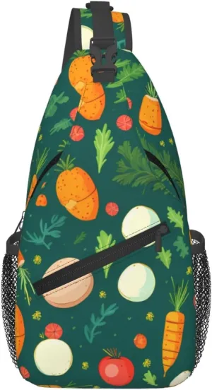 Crossbody Sling Backpack Sling Bag For Men Women Cross Chest Bag Shoulder Bag Carrots And Eggs Travel Hiking Daypack