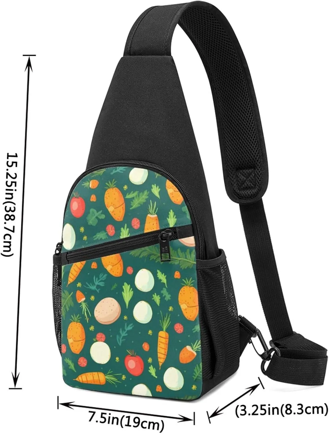 Crossbody Sling Backpack Sling Bag for Men Women Cross Chest Bag Shoulder Bag Carrots and Eggs Travel Hiking Daypack