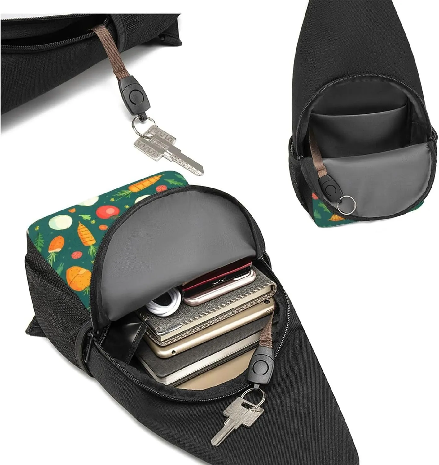 Crossbody Sling Backpack Sling Bag for Men Women Cross Chest Bag Shoulder Bag Carrots and Eggs Travel Hiking Daypack
