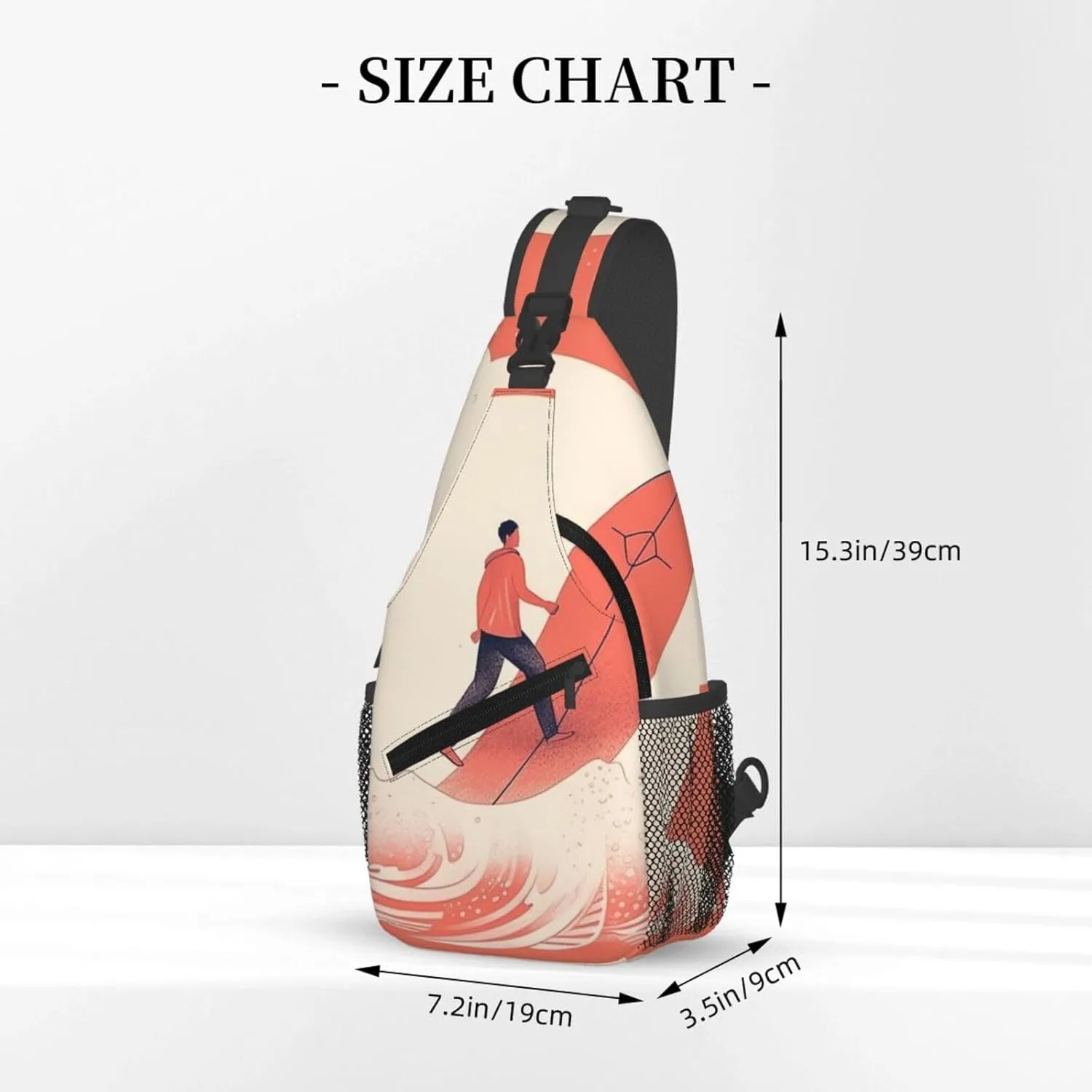 Crossbody Sling Backpack Sling Bag For Men Women Cross Chest Bag Shoulder Bag Cartoon Surfing Travel Hiking Daypack