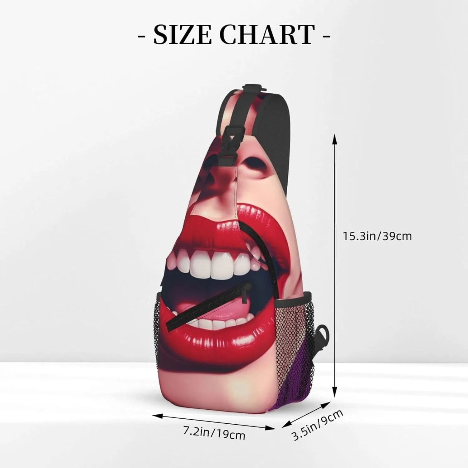 Crossbody Sling Backpack Sling Bag For Men Women Cross Chest Bag Shoulder Bag Comic Mouth Travel Hiking Daypack