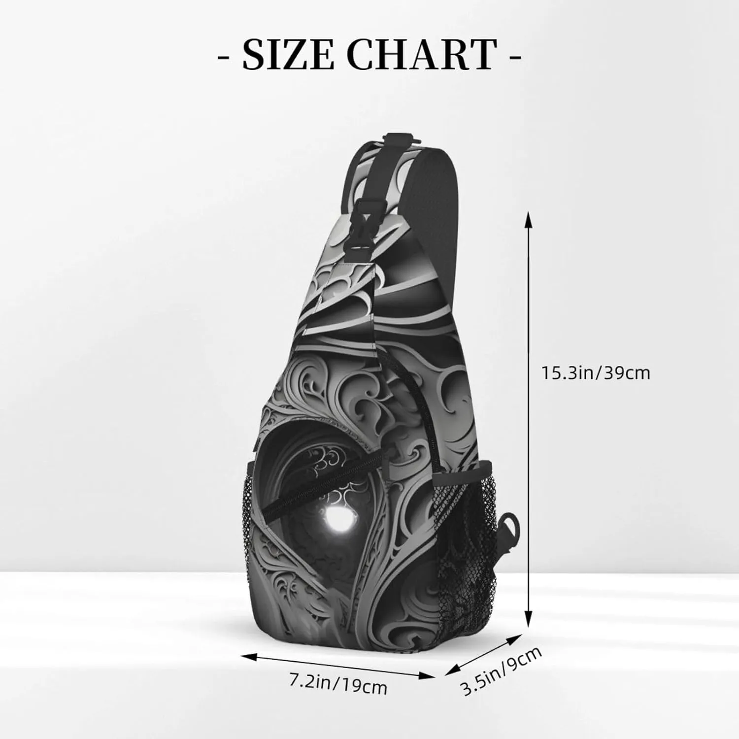 Crossbody Sling Backpack Sling Bag For Men Women Cross Chest Bag Shoulder Bag Complex Black And White Travel Hiking Daypack