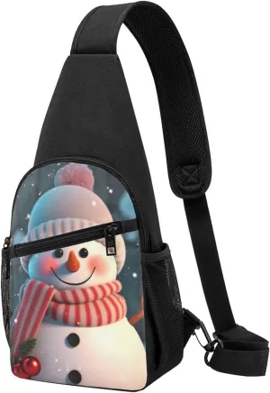 Crossbody Sling Backpack Sling Bag for Men Women Cross Chest Bag Shoulder Bag Cute Snowman Travel Hiking Daypack