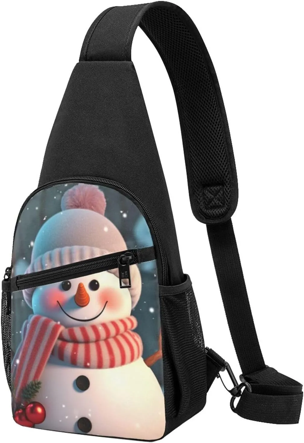 Crossbody Sling Backpack Sling Bag for Men Women Cross Chest Bag Shoulder Bag Cute Snowman Travel Hiking Daypack