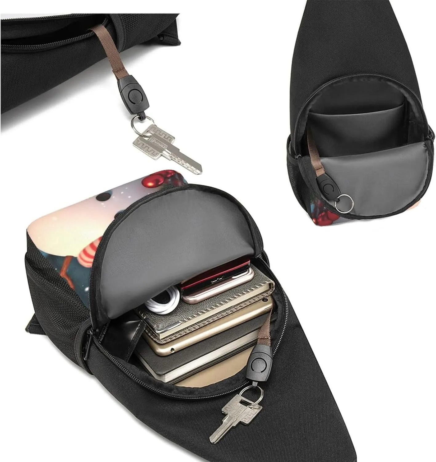 Crossbody Sling Backpack Sling Bag for Men Women Cross Chest Bag Shoulder Bag Cute Snowman Travel Hiking Daypack