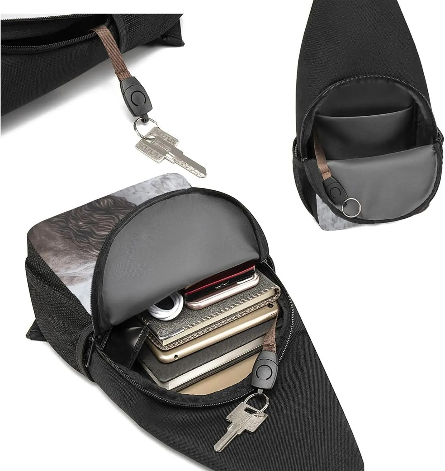 Crossbody Sling Backpack Sling Bag for Men Women Cross Chest Bag Shoulder Bag Deer head in the snow Travel Hiking Daypack