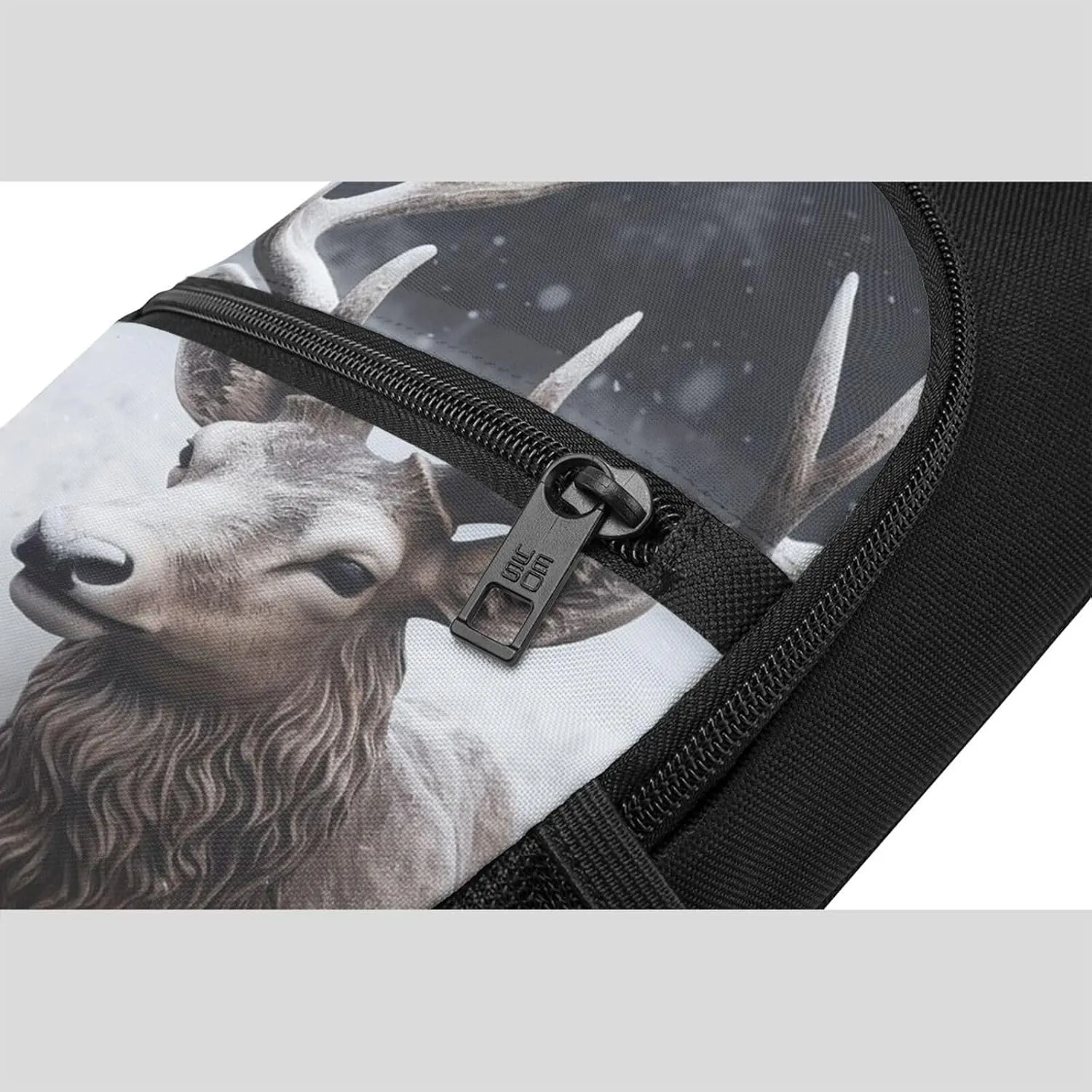 Crossbody Sling Backpack Sling Bag for Men Women Cross Chest Bag Shoulder Bag Deer head in the snow Travel Hiking Daypack