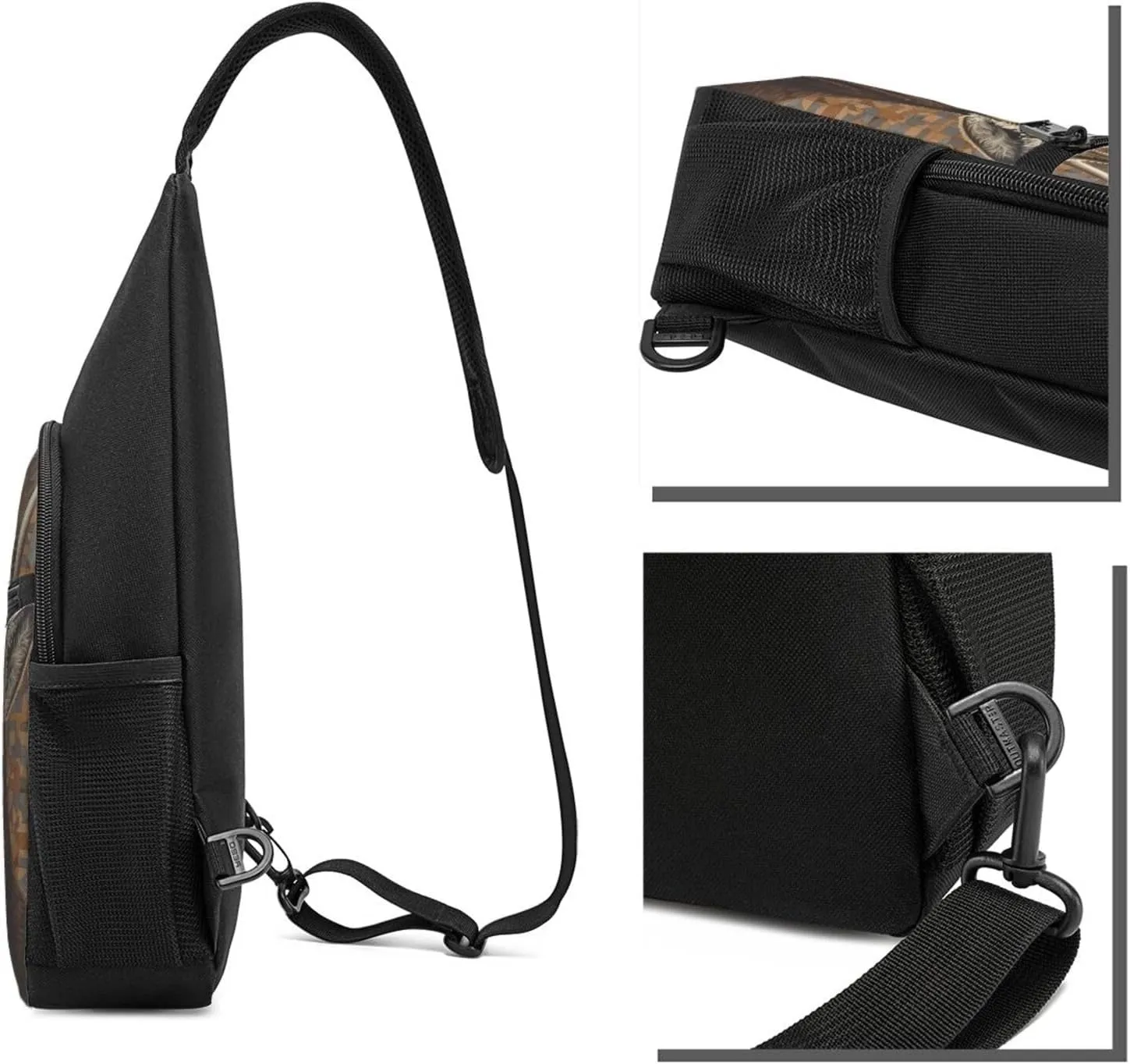 Crossbody Sling Backpack Sling Bag for Men Women Cross Chest Bag Shoulder Bag Deer on brown background Travel Hiking Daypack
