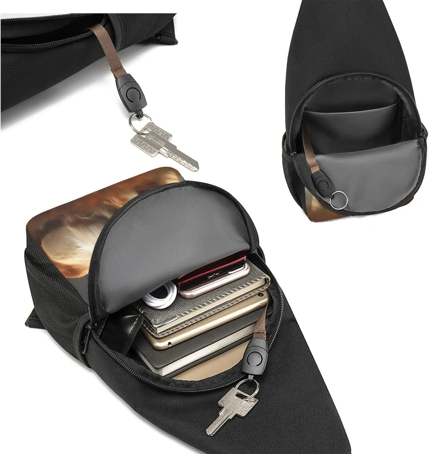 Crossbody Sling Backpack Sling Bag for Men Women Cross Chest Bag Shoulder Bag Deer with Antlers Travel Hiking Daypack