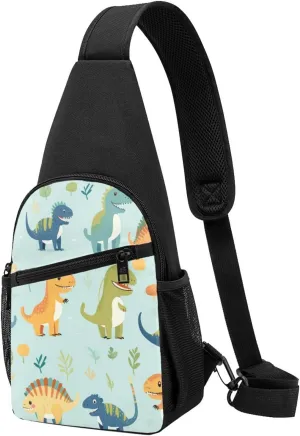 Crossbody Sling Backpack Sling Bag for Men Women Cross Chest Bag Shoulder Bag Dinosaur Print Travel Hiking Daypack