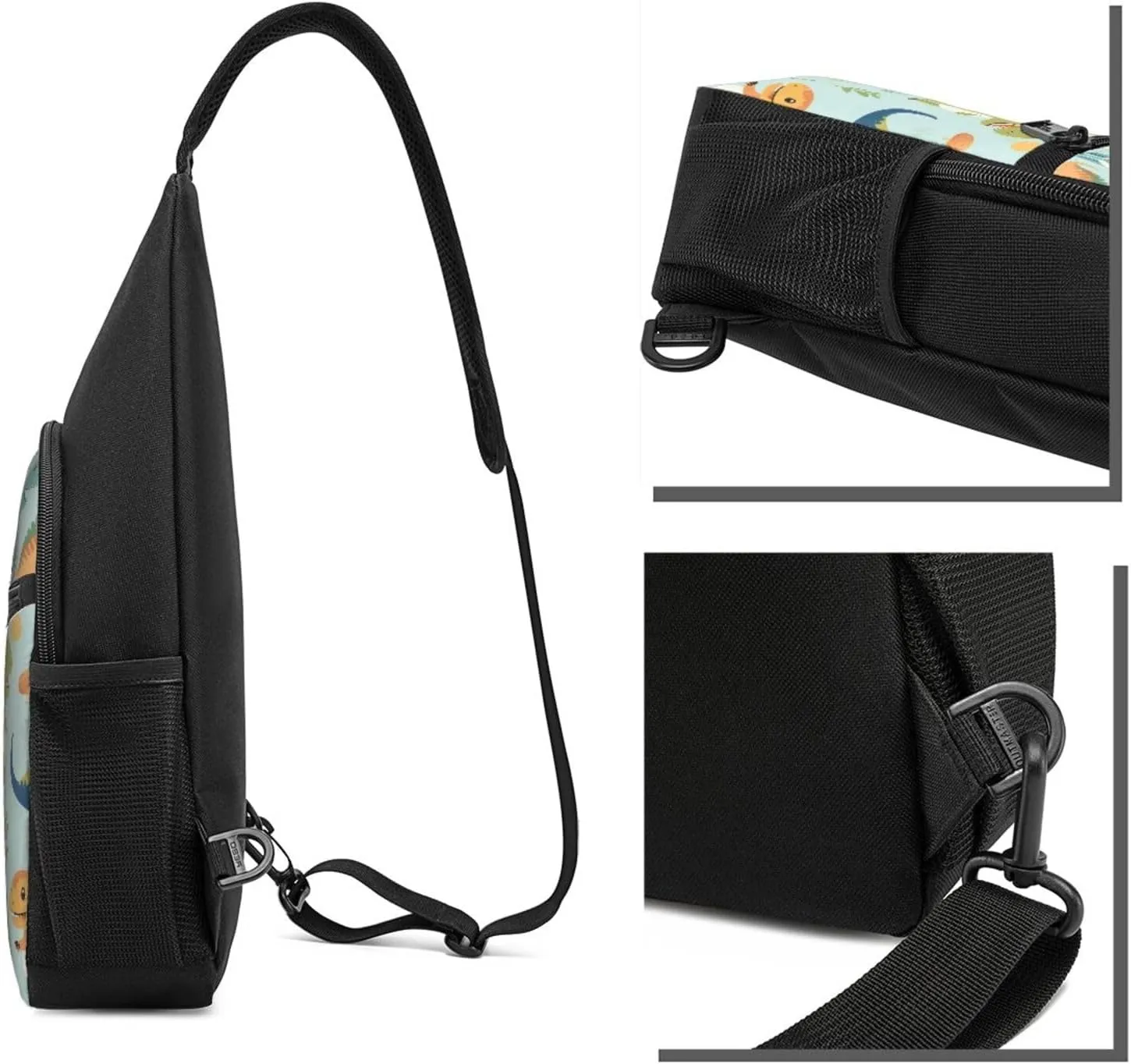 Crossbody Sling Backpack Sling Bag for Men Women Cross Chest Bag Shoulder Bag Dinosaur Print Travel Hiking Daypack