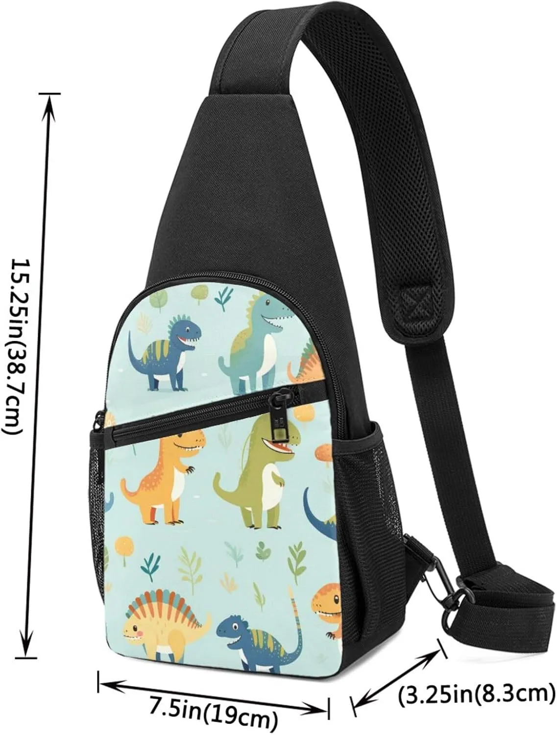 Crossbody Sling Backpack Sling Bag for Men Women Cross Chest Bag Shoulder Bag Dinosaur Print Travel Hiking Daypack