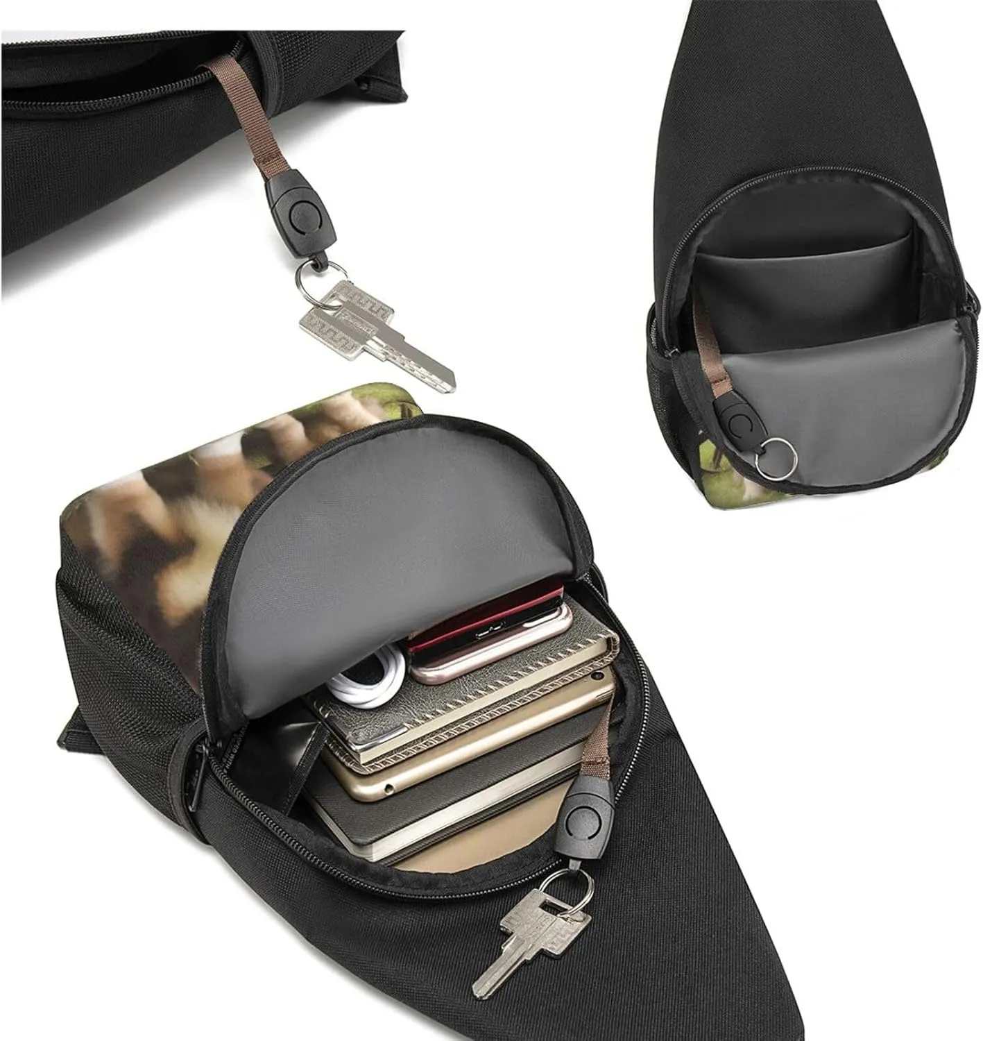 Crossbody Sling Backpack Sling Bag for Men Women Cross Chest Bag Shoulder Bag dog family Travel Hiking Daypack
