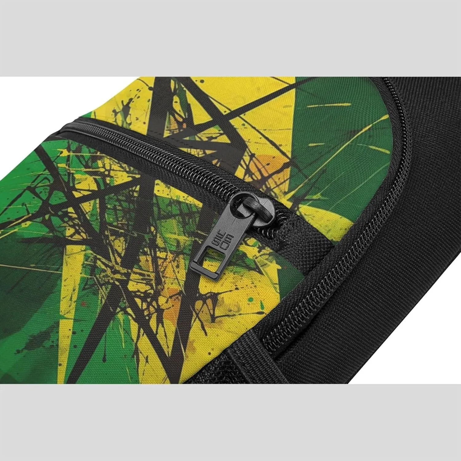 Crossbody Sling Backpack Sling Bag for Men Women Cross Chest Bag Shoulder Bag Green and Yellow Pattern Travel Hiking Daypack