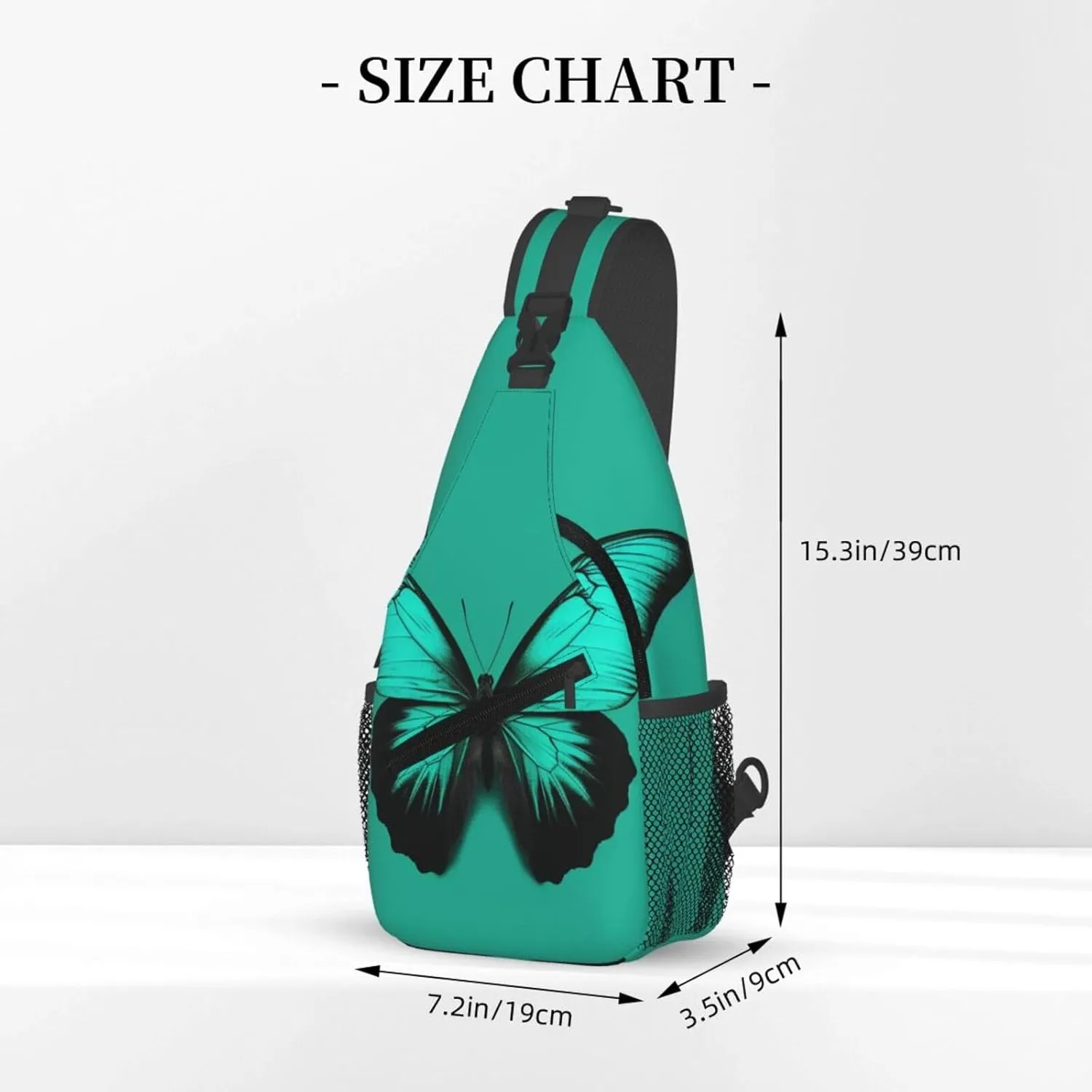 Crossbody Sling Backpack Sling Bag For Men Women Cross Chest Bag Shoulder Bag Green Butterfly Travel Hiking Daypack