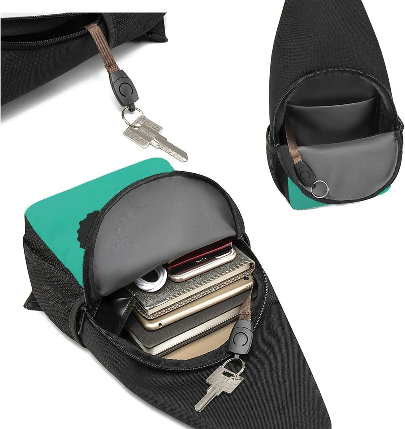 Crossbody Sling Backpack Sling Bag for Men Women Cross Chest Bag Shoulder Bag Green butterfly Travel Hiking Daypack