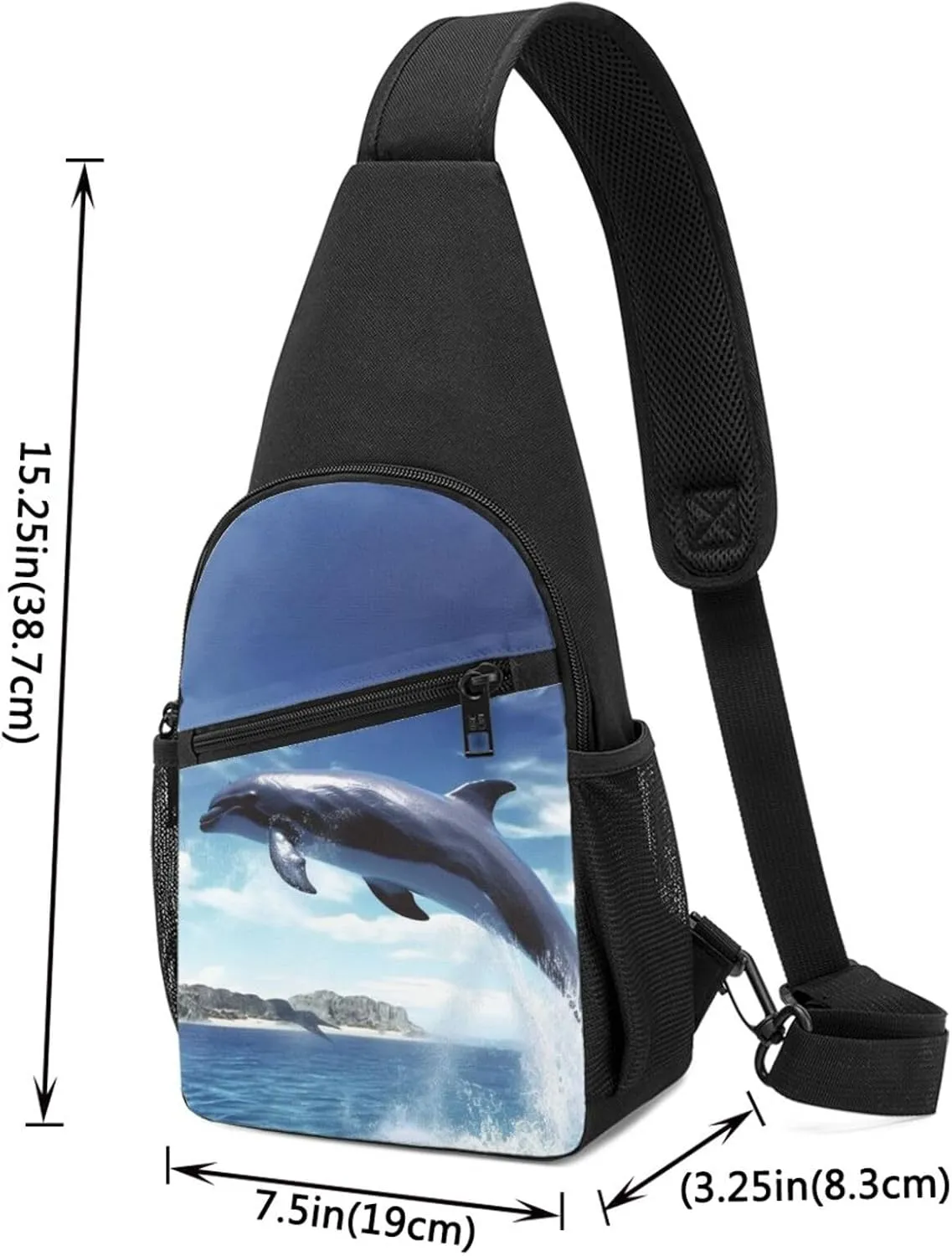 Crossbody Sling Backpack Sling Bag for Men Women Cross Chest Bag Shoulder Bag Jumping whales Travel Hiking Daypack