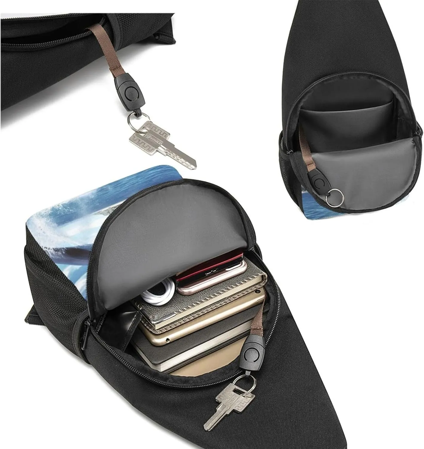 Crossbody Sling Backpack Sling Bag for Men Women Cross Chest Bag Shoulder Bag Jumping whales Travel Hiking Daypack