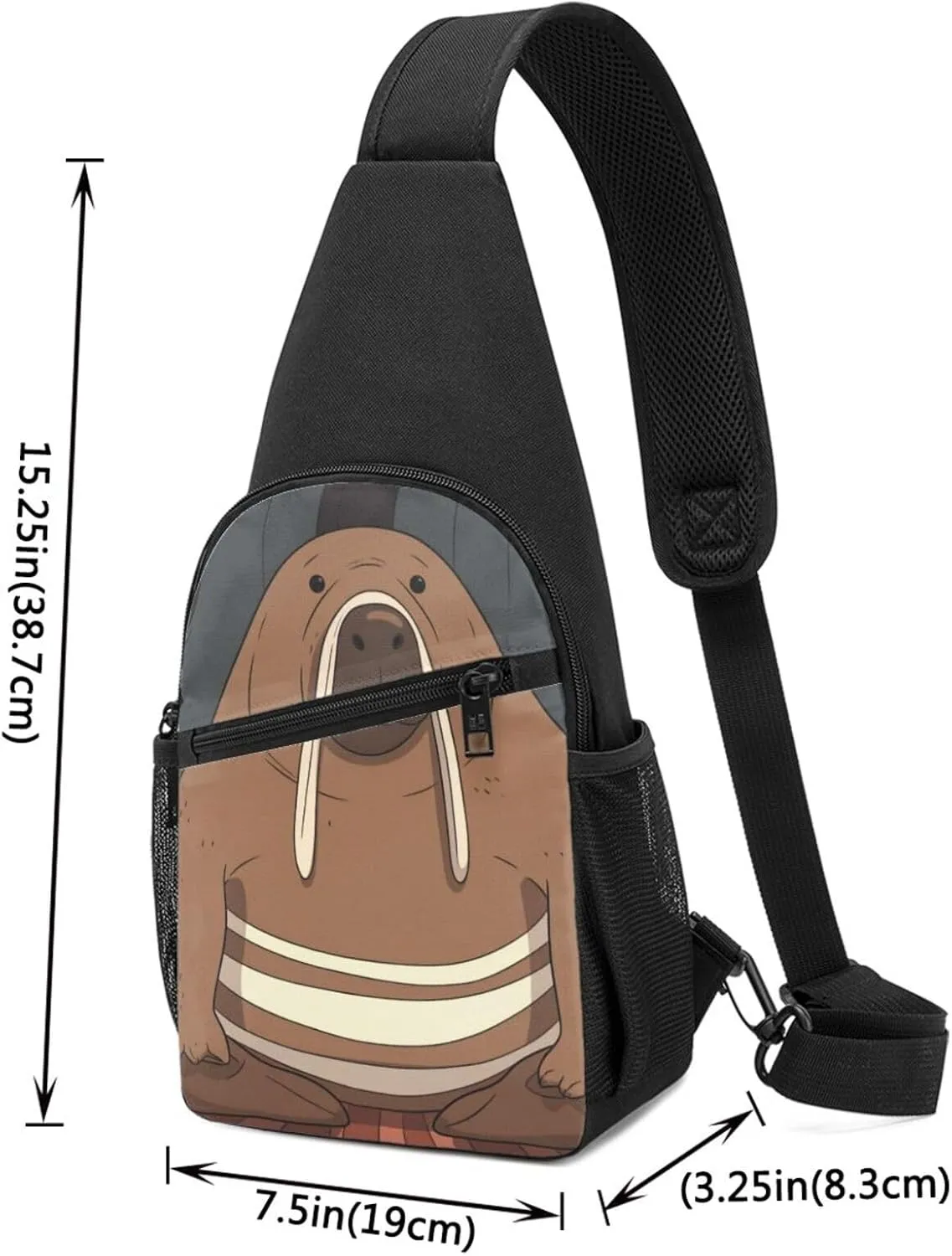 Crossbody Sling Backpack Sling Bag for Men Women Cross Chest Bag Shoulder Bag Walrus Travel Hiking Daypack
