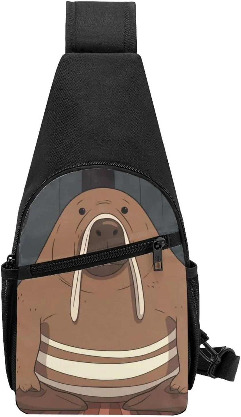 Crossbody Sling Backpack Sling Bag for Men Women Cross Chest Bag Shoulder Bag Walrus Travel Hiking Daypack