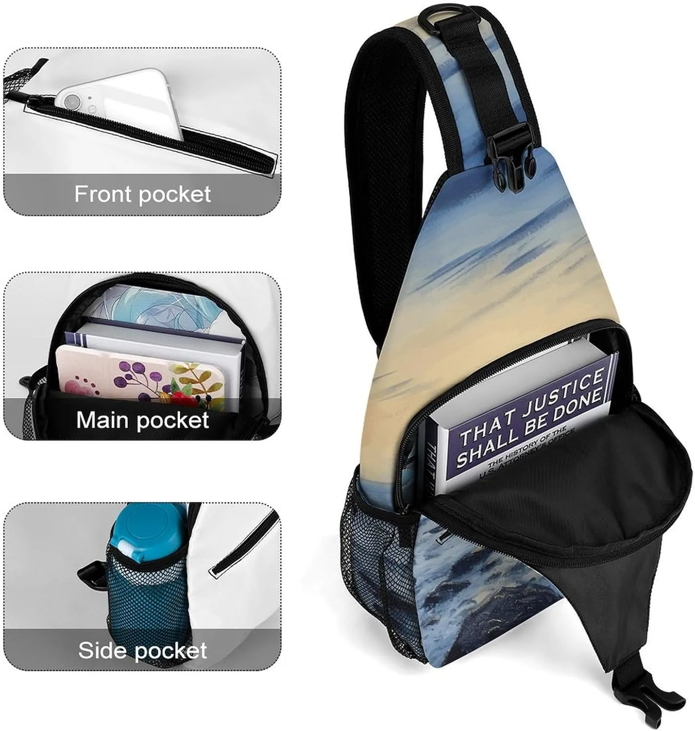 Crossbody Sling Bag Cat Under Blanket Backpack Sling Bag Travel Hiking Chest Bag Shoulder Bag Daypack