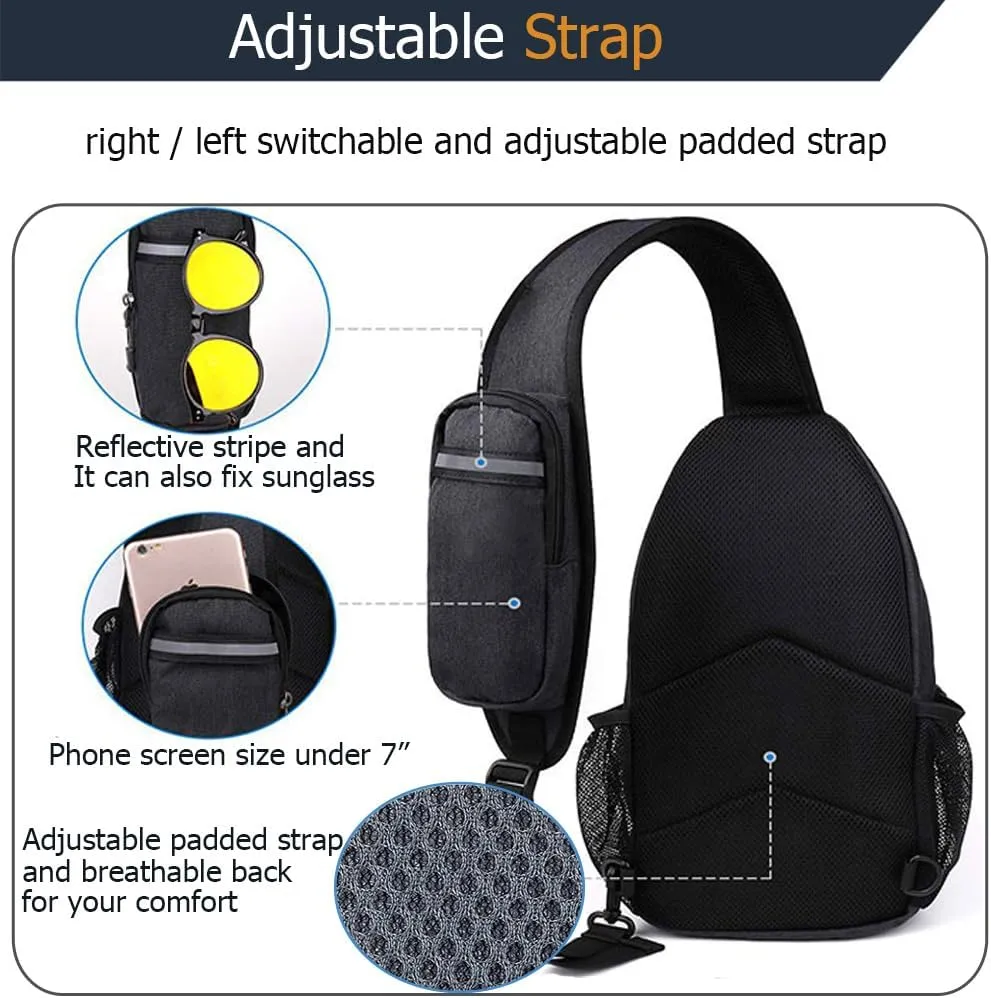 Crossbody Sling Bag Chest Daypack Small Shoulder Backpack Casual Multipurpose for Hiking Travel Men Women