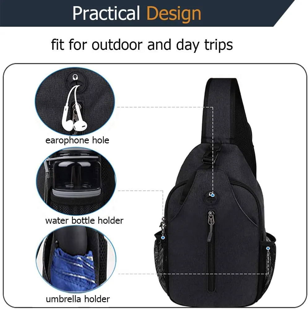 Crossbody Sling Bag Chest Daypack Small Shoulder Backpack Casual Multipurpose for Hiking Travel Men Women