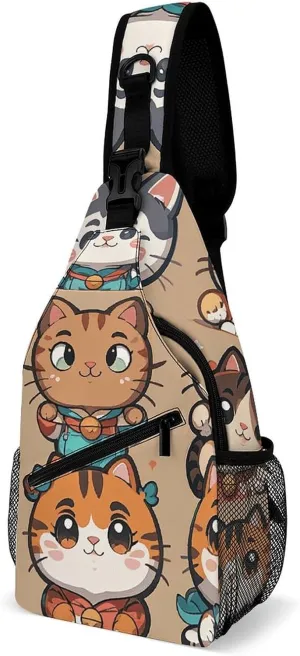 Crossbody Sling Bag Cute Dogs Backpack Sling Bag Travel Hiking Chest Bag Shoulder Bag Daypack