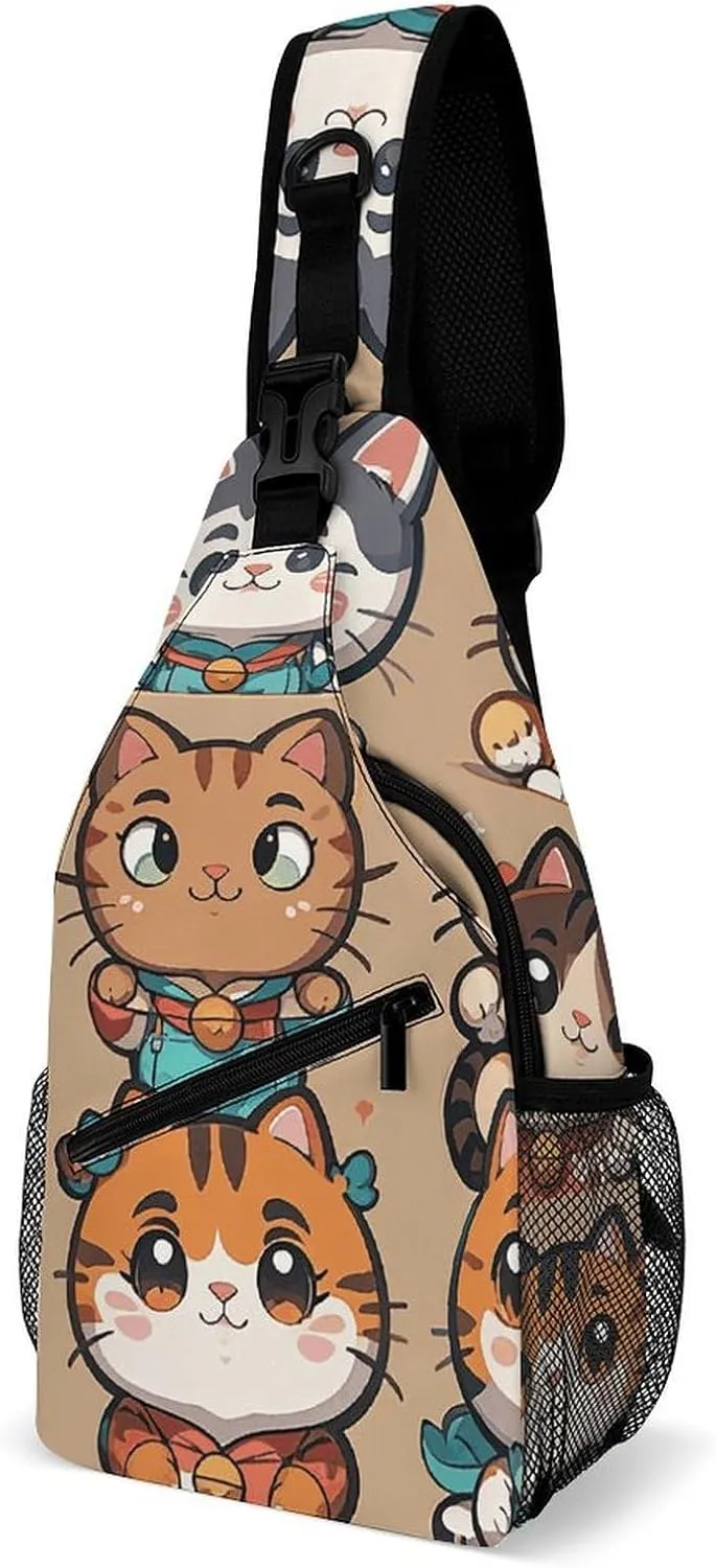 Crossbody Sling Bag Cute Dogs Backpack Sling Bag Travel Hiking Chest Bag Shoulder Bag Daypack