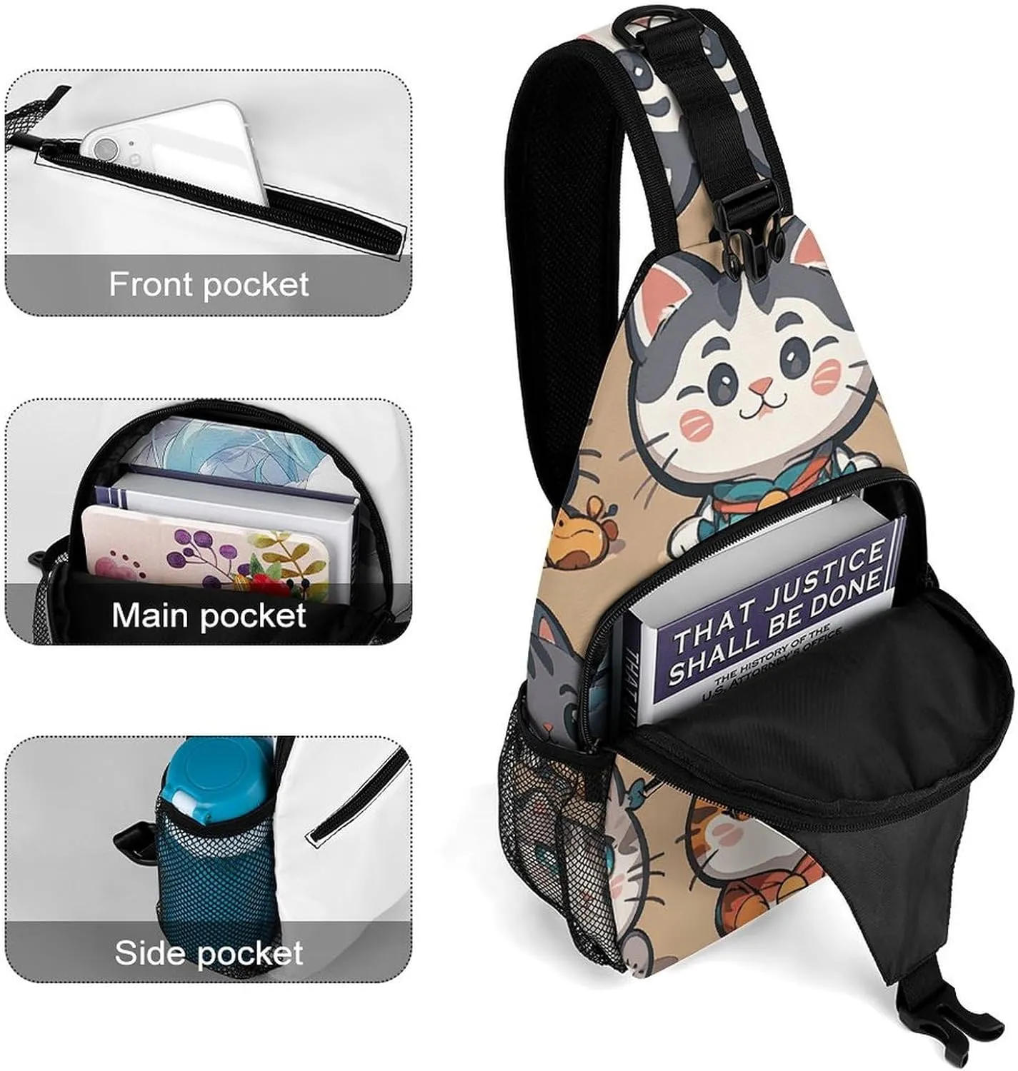 Crossbody Sling Bag Cute Dogs Backpack Sling Bag Travel Hiking Chest Bag Shoulder Bag Daypack