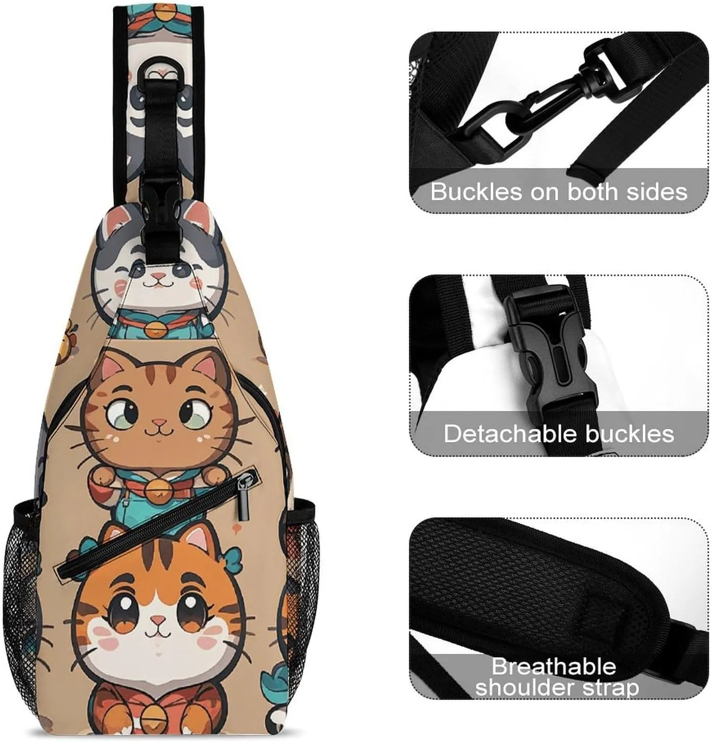 Crossbody Sling Bag Cute Dogs Backpack Sling Bag Travel Hiking Chest Bag Shoulder Bag Daypack