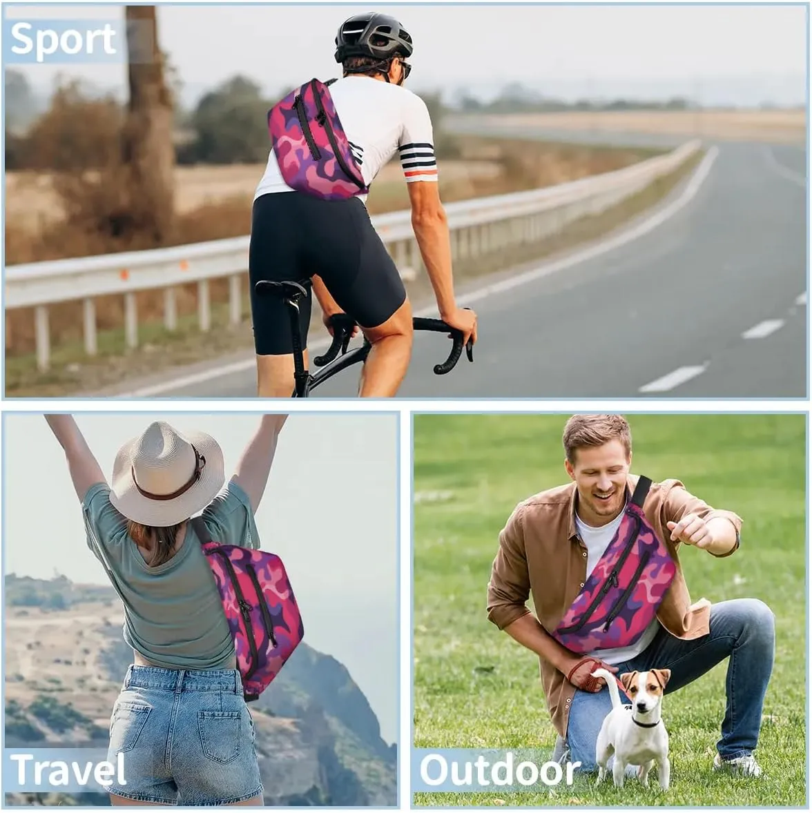 Crossbody Sling Bags for Women Men Camo Casual Sling Backpack Daypack Chest Bag for Travel Sport Hiking Running