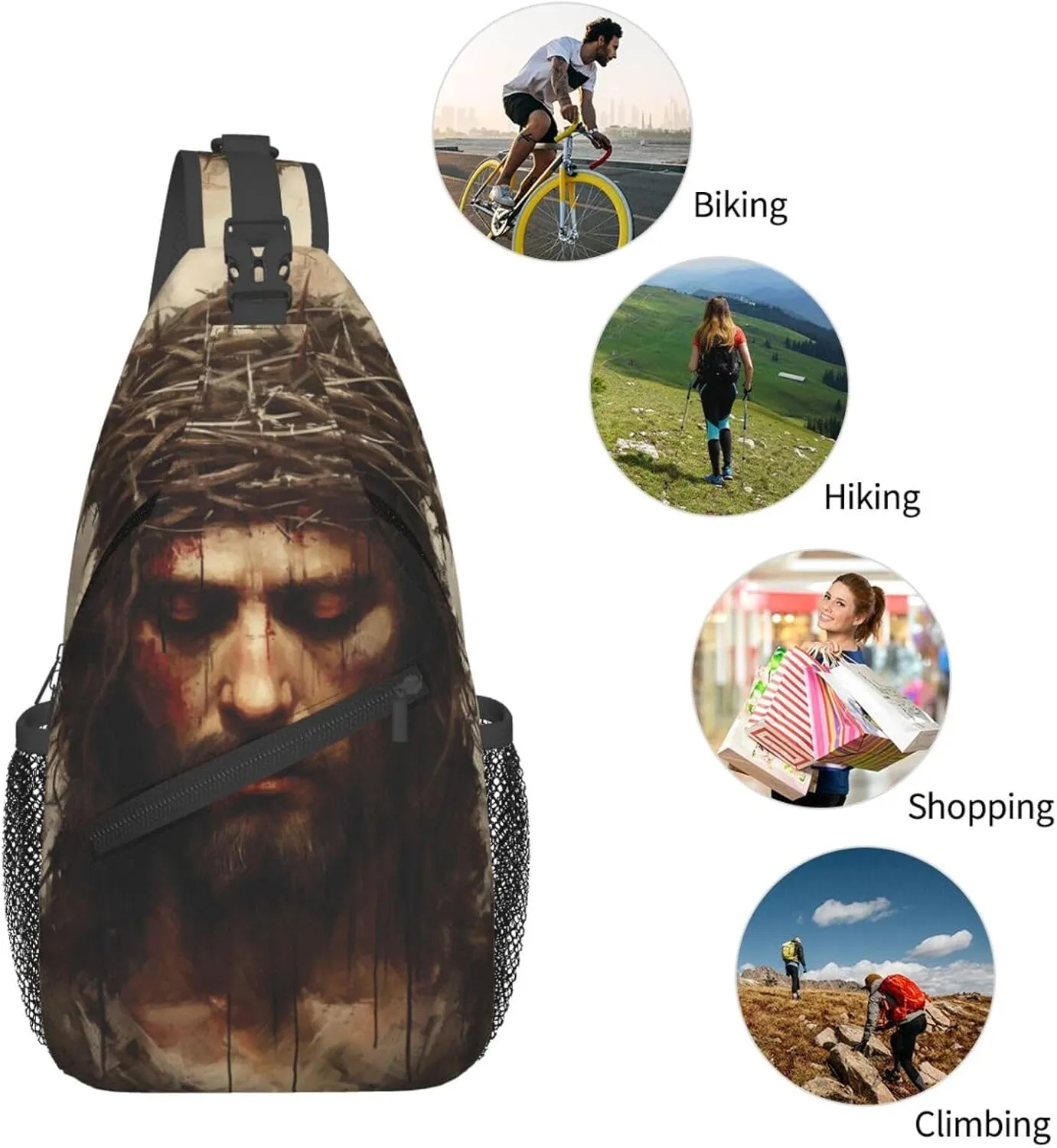Crown Of Thorns Jesus Sling Bag For Men Crossbody Backpack,Women Shoulder Bag For Travel Sport